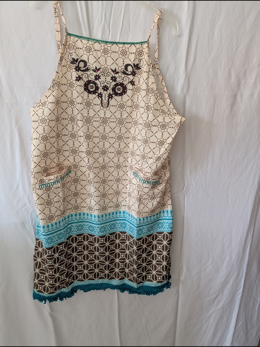 MISSLOOK Beige and Green Patterned Dress